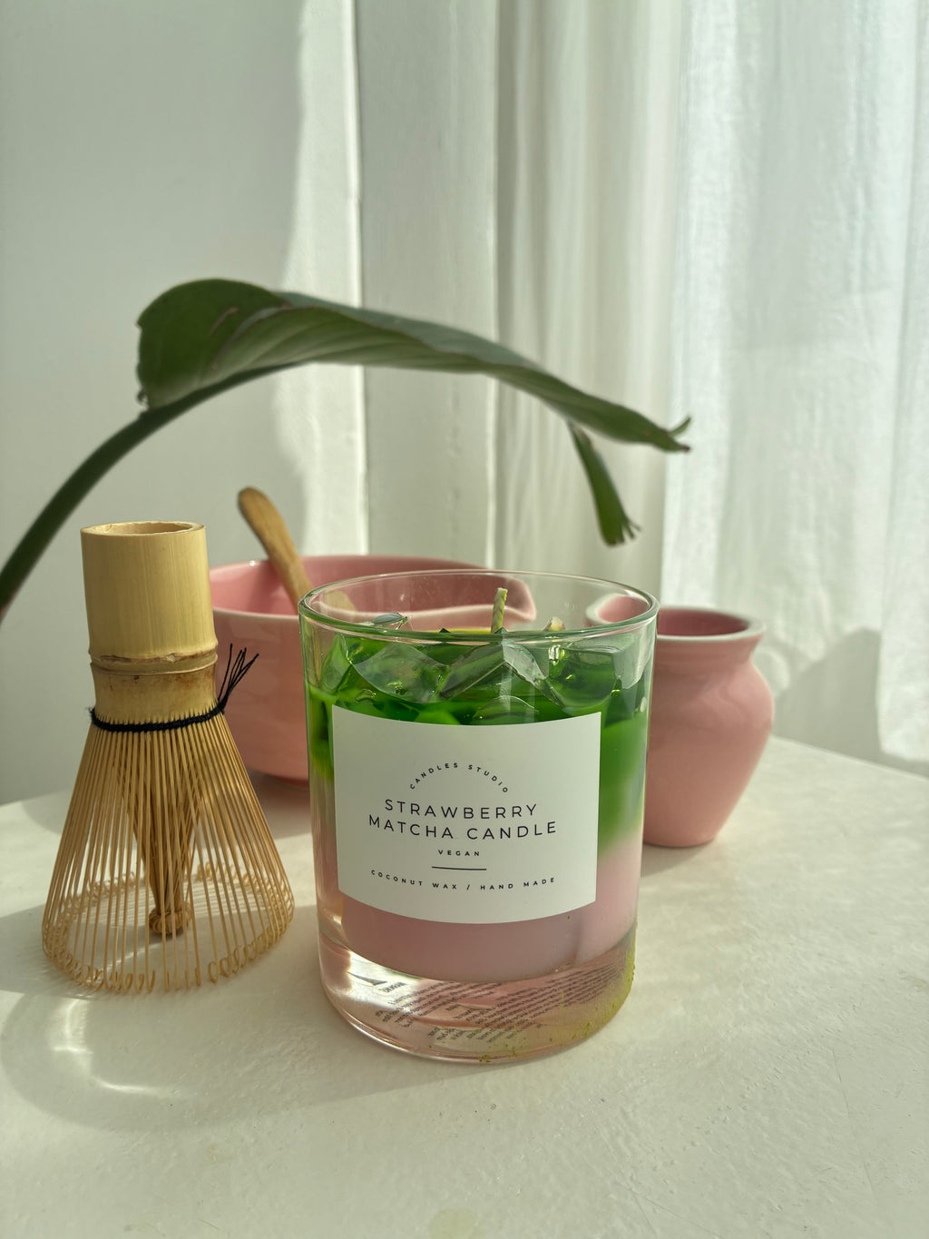 Strawberry Matcha Latte Kerze