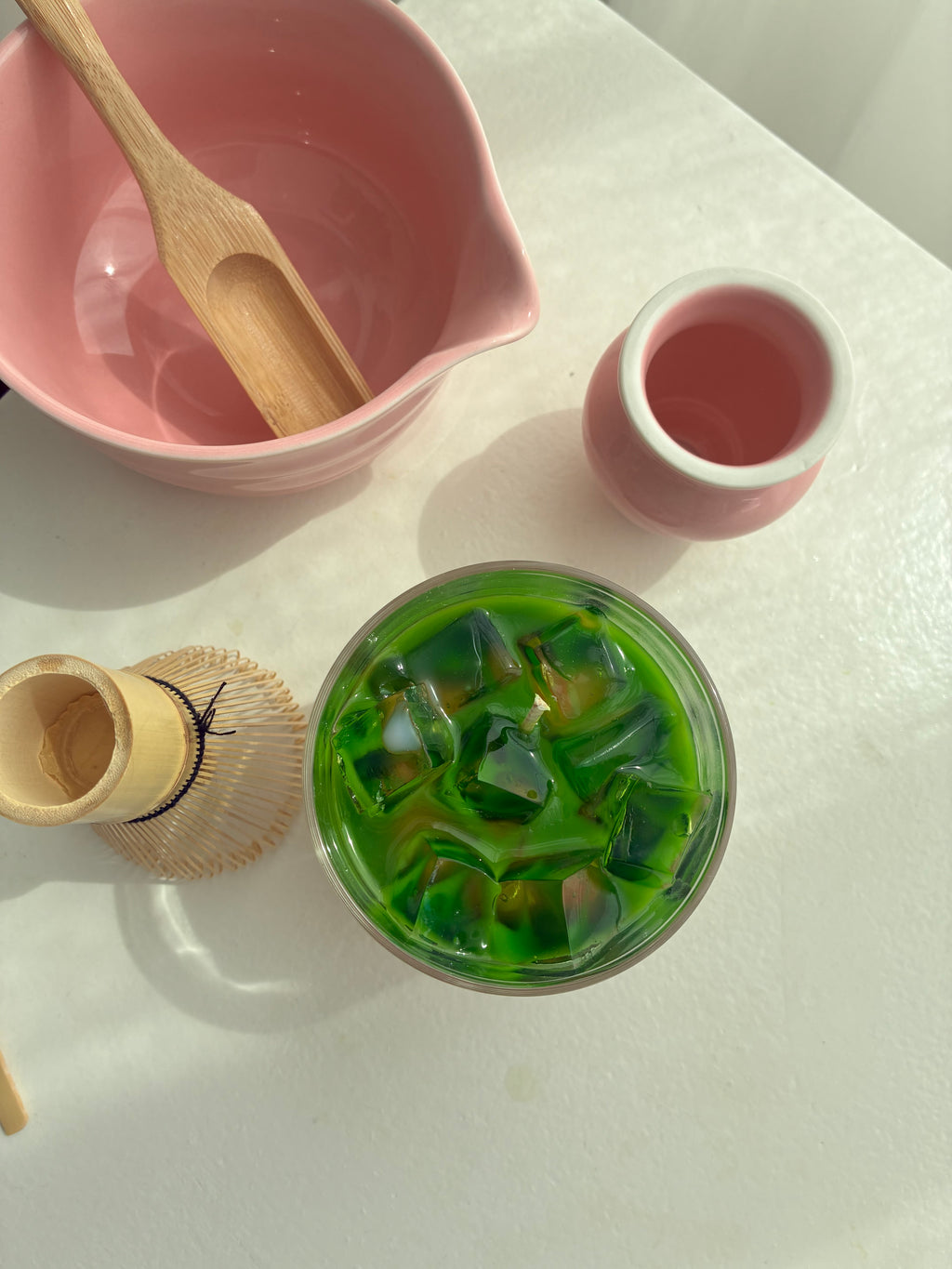 Strawberry Matcha Latte Kerze