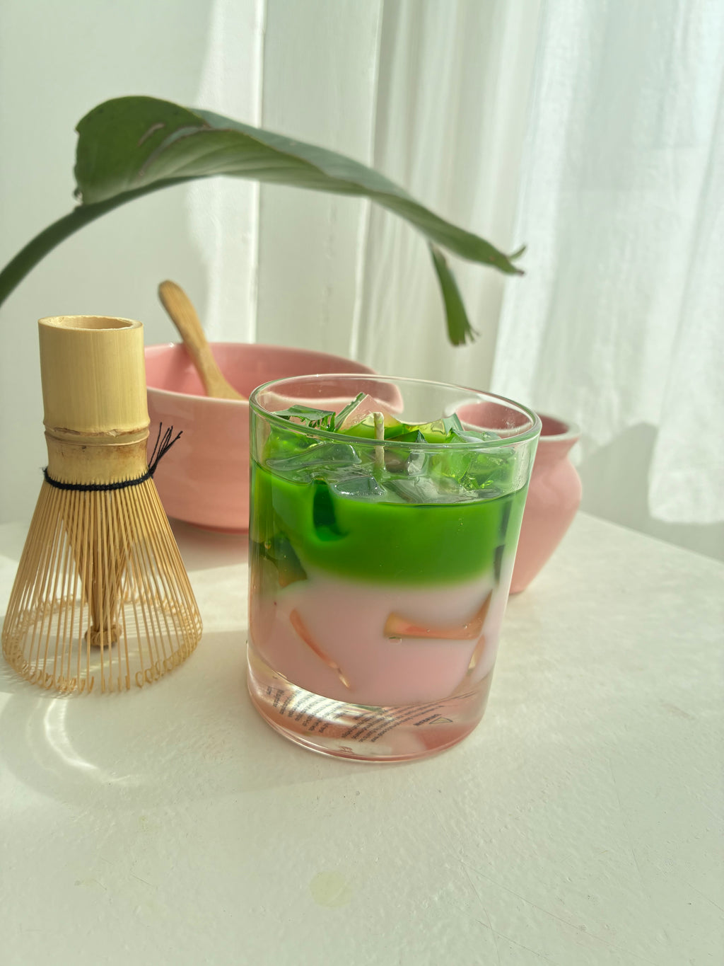 Strawberry Matcha Latte Kerze